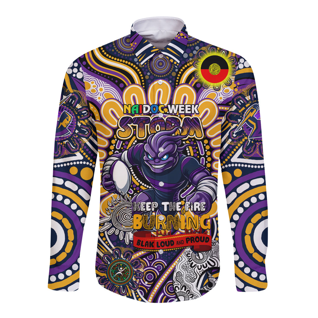 Custom NAIDOC Week 2024 Storm Long Sleeve Button Shirt Mascot Rugby