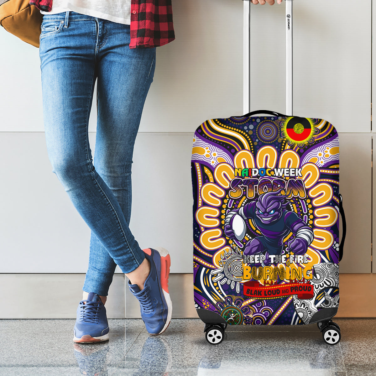NAIDOC Week 2024 Storm Luggage Cover Mascot Rugby