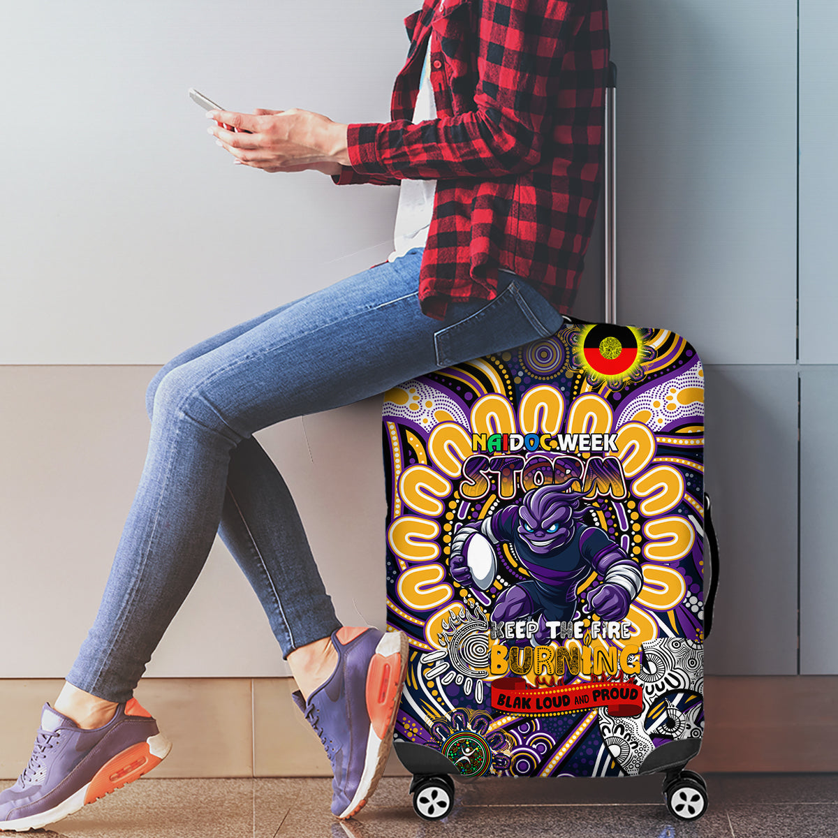 NAIDOC Week 2024 Storm Luggage Cover Mascot Rugby
