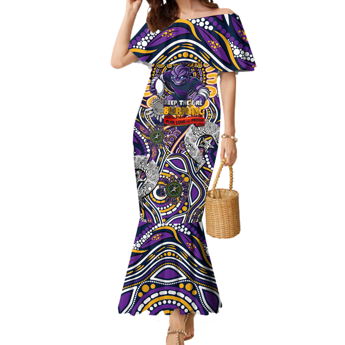 Custom NAIDOC Week 2024 Storm Mermaid Dress Mascot Rugby