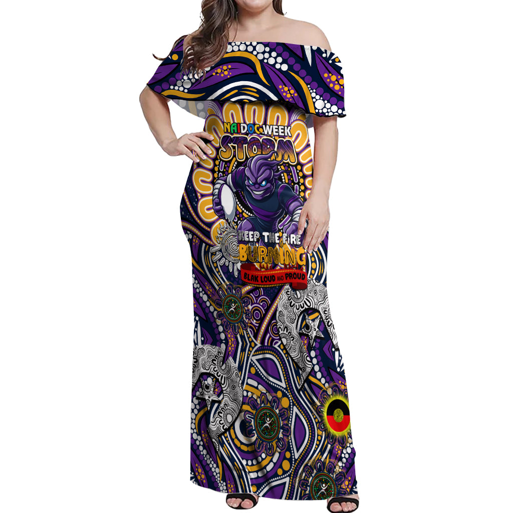 Custom NAIDOC Week 2024 Storm Off Shoulder Maxi Dress Mascot Rugby