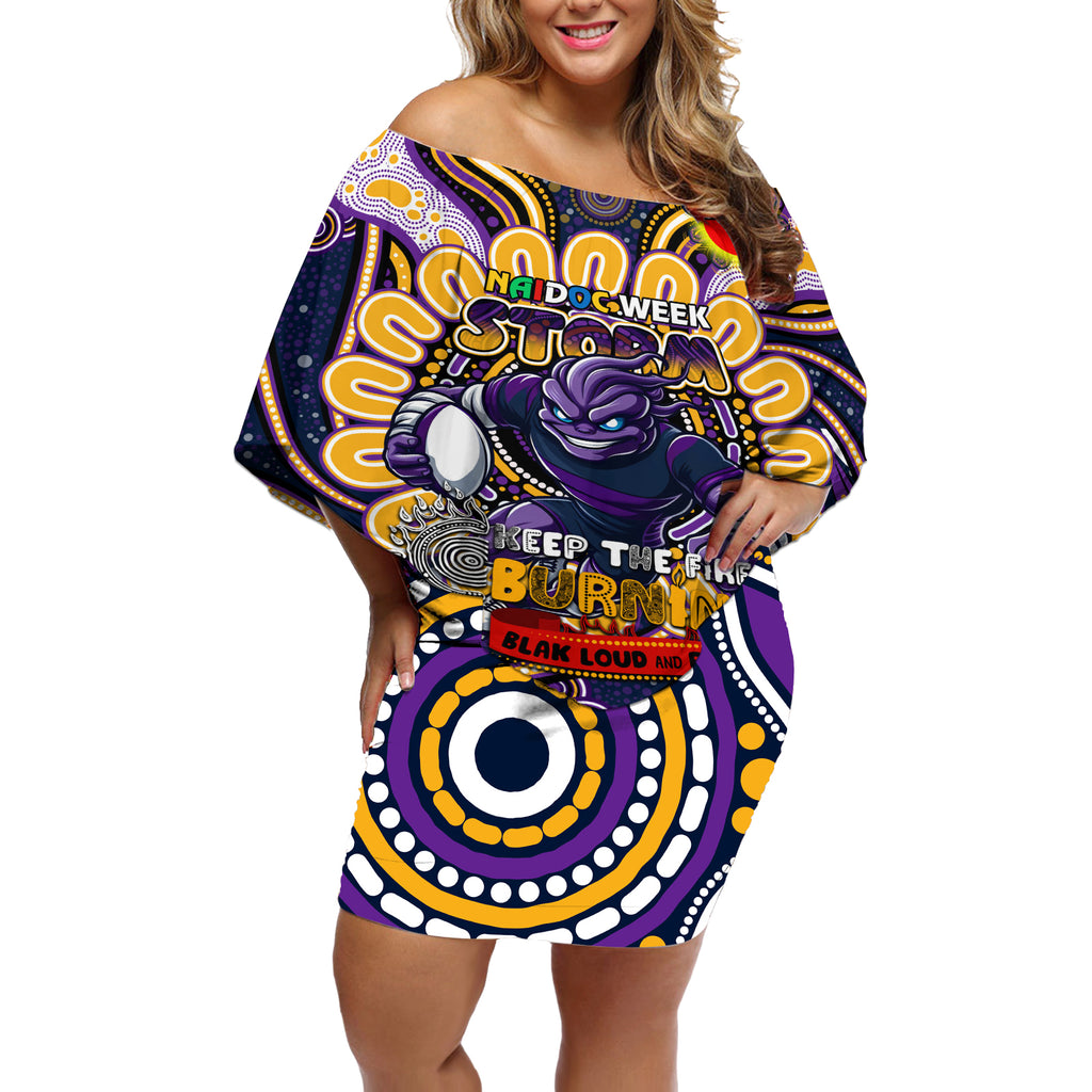 Custom NAIDOC Week 2024 Storm Off Shoulder Short Dress Mascot Rugby