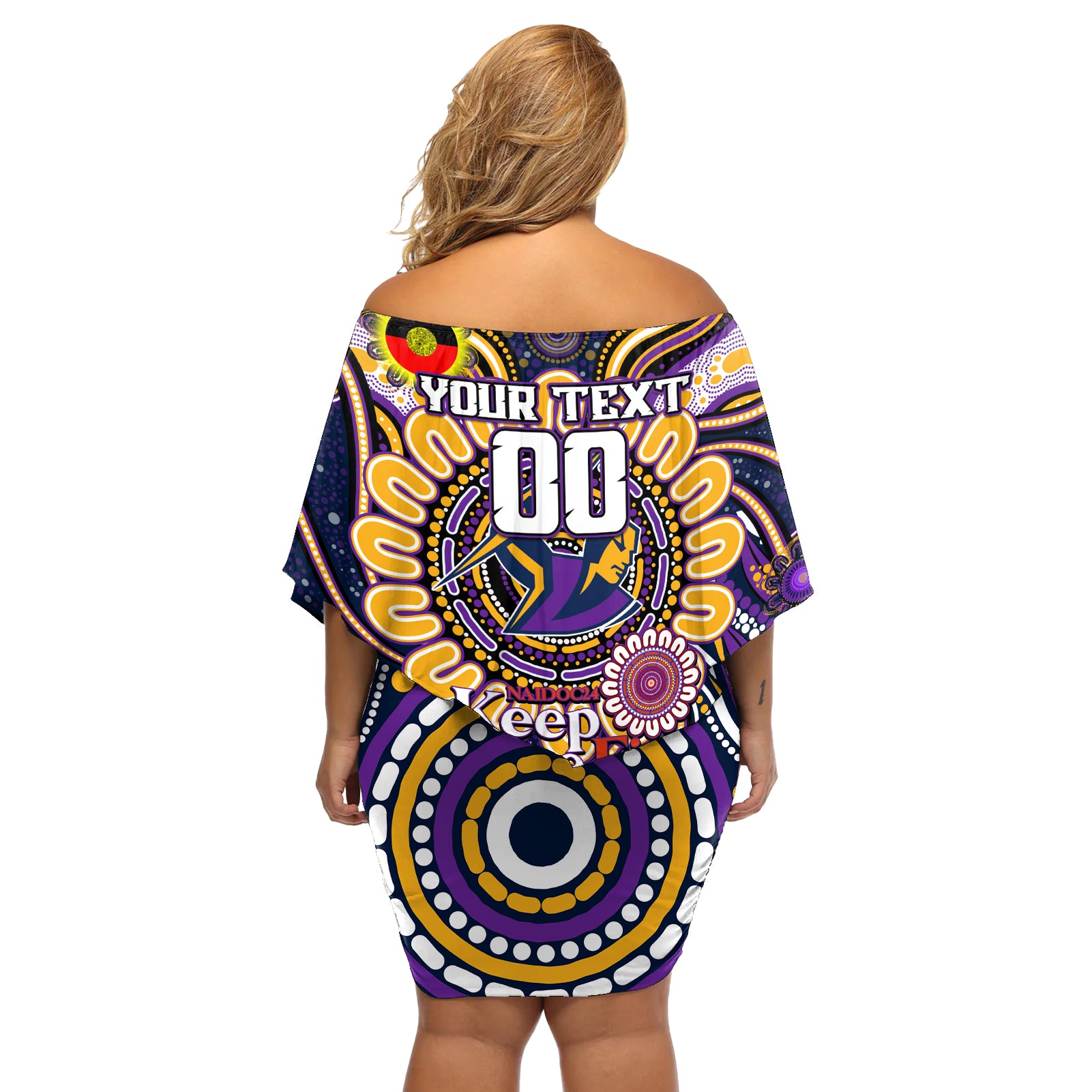 Custom NAIDOC Week 2024 Storm Off Shoulder Short Dress Mascot Rugby