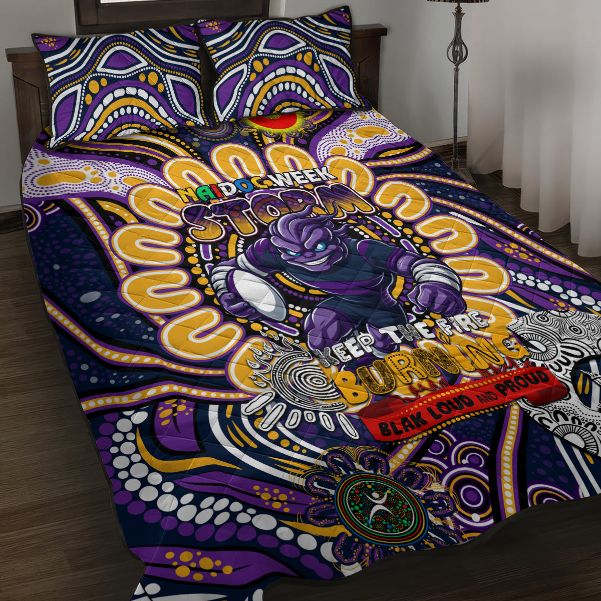 NAIDOC Week 2024 Storm Quilt Bed Set Mascot Rugby