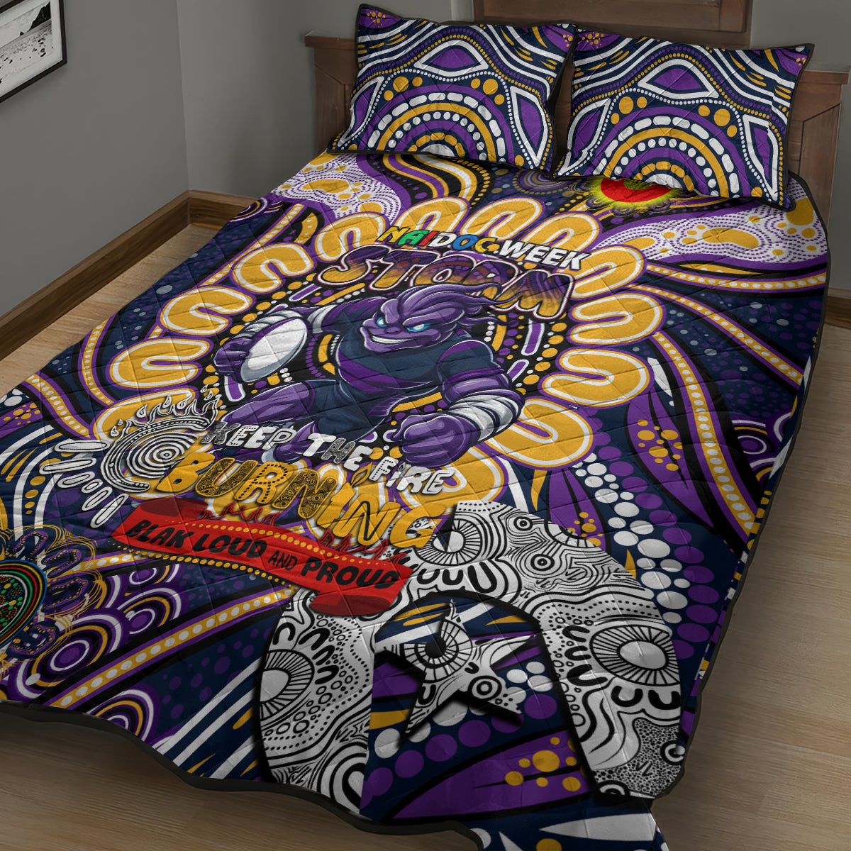 NAIDOC Week 2024 Storm Quilt Bed Set Mascot Rugby