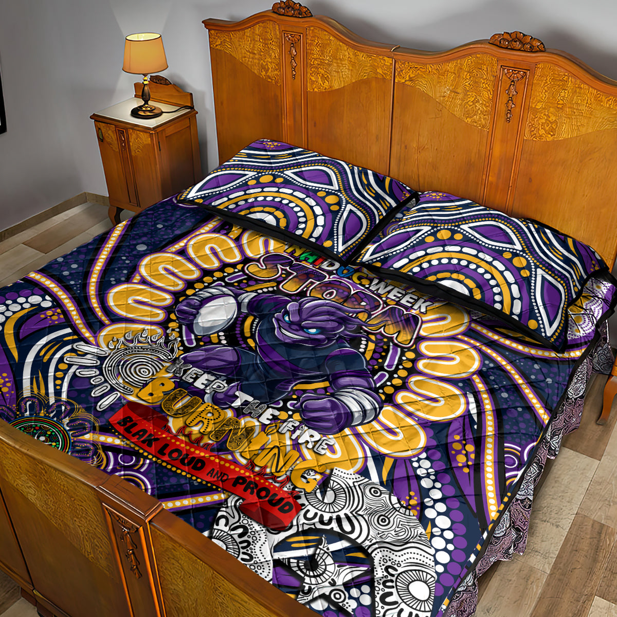 NAIDOC Week 2024 Storm Quilt Bed Set Mascot Rugby