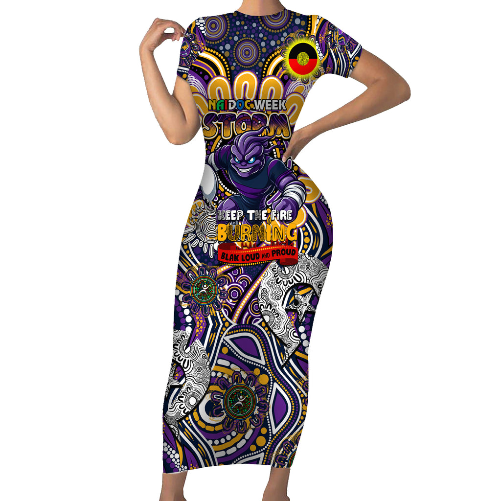 Custom NAIDOC Week 2024 Storm Short Sleeve Bodycon Dress Mascot Rugby