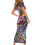 Custom NAIDOC Week 2024 Storm Short Sleeve Bodycon Dress Mascot Rugby
