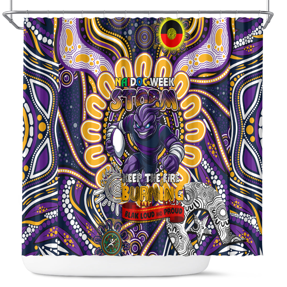 NAIDOC Week 2024 Storm Shower Curtain Mascot Rugby