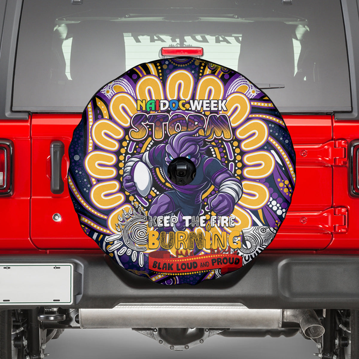 NAIDOC Week 2024 Storm Spare Tire Cover Mascot Rugby