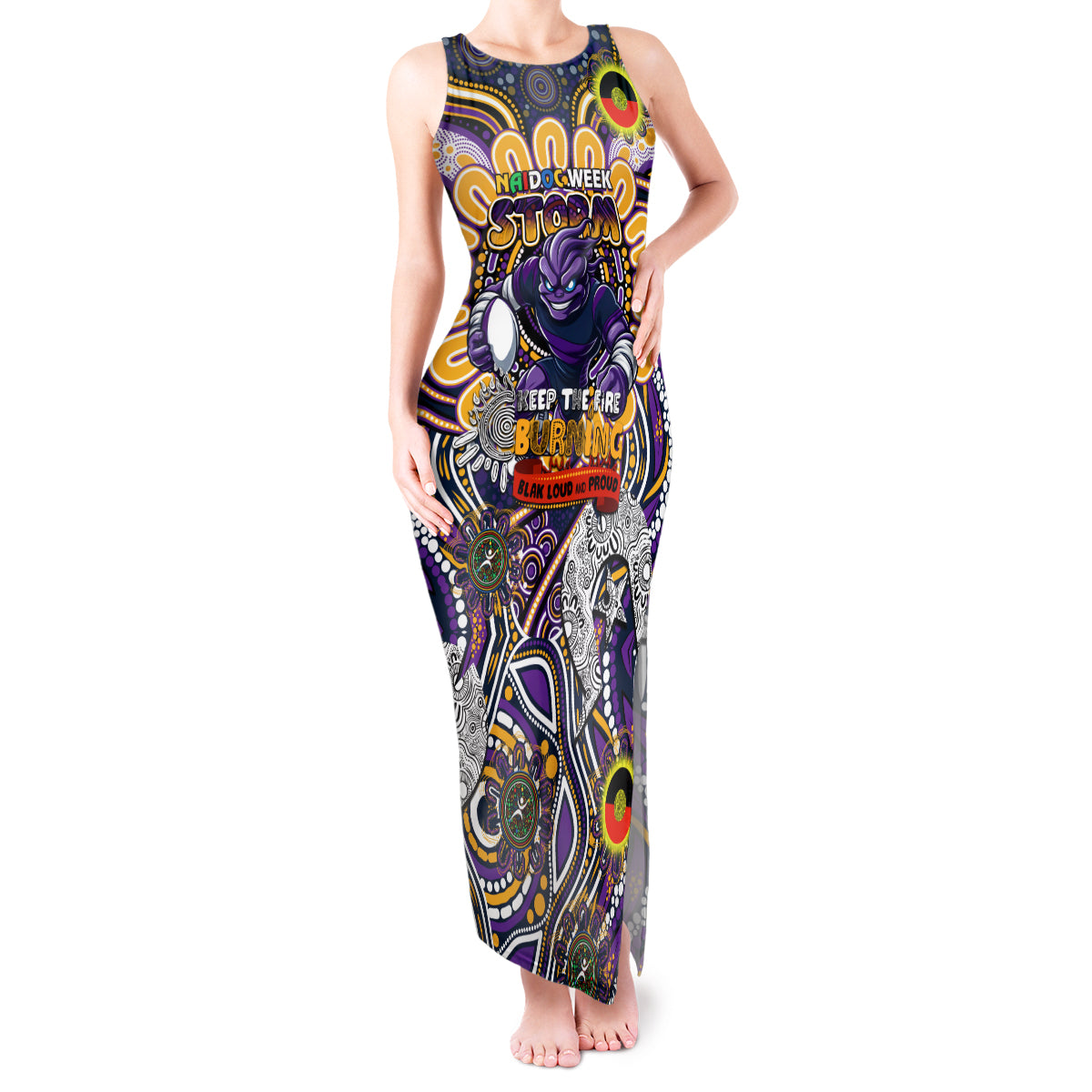 Custom NAIDOC Week 2024 Storm Tank Maxi Dress Mascot Rugby