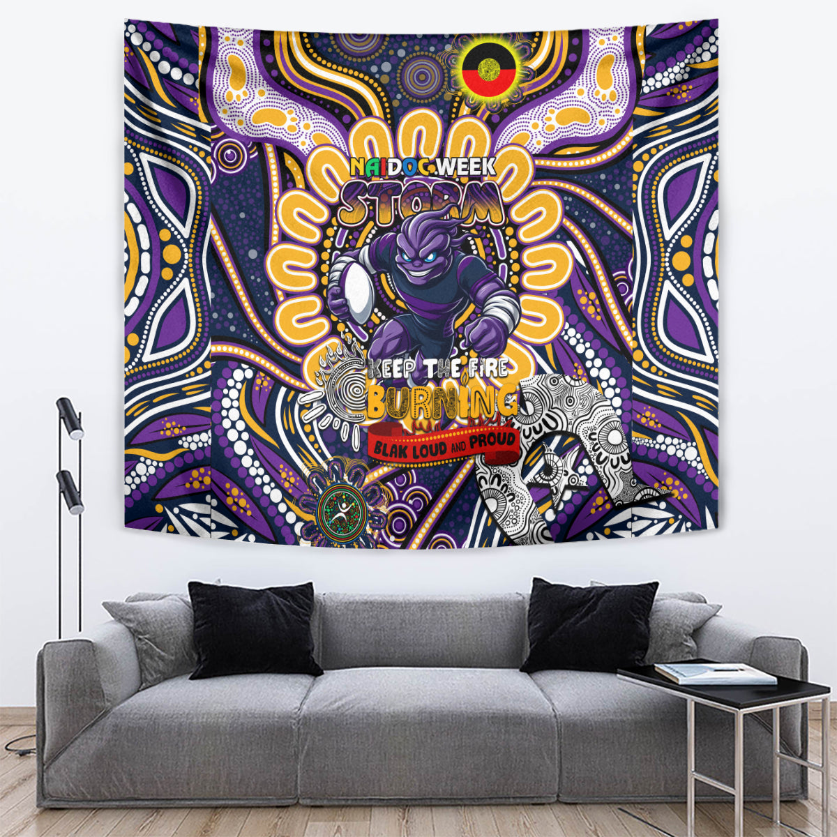 NAIDOC Week 2024 Storm Tapestry Mascot Rugby