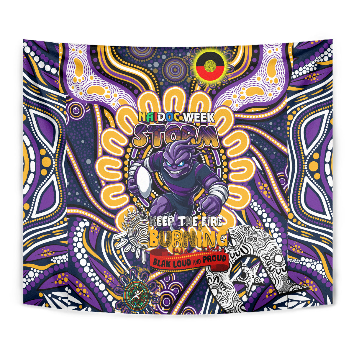 NAIDOC Week 2024 Storm Tapestry Mascot Rugby