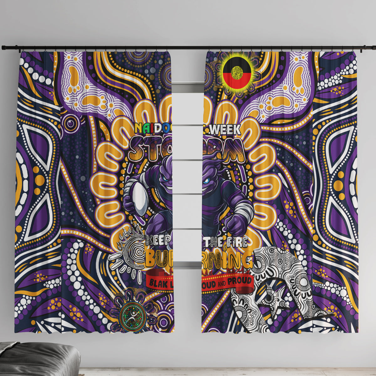 NAIDOC Week 2024 Storm Window Curtain Mascot Rugby