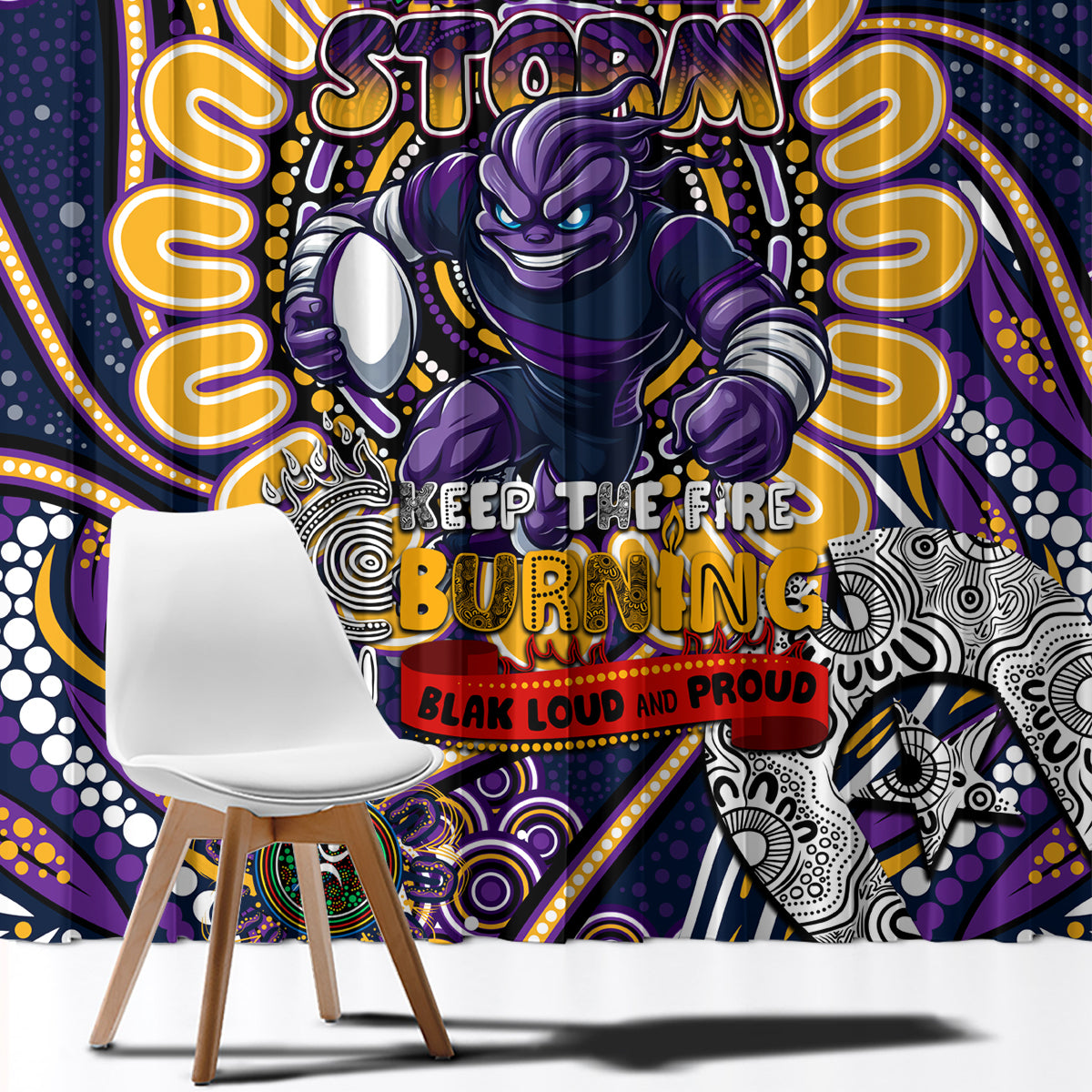 NAIDOC Week 2024 Storm Window Curtain Mascot Rugby