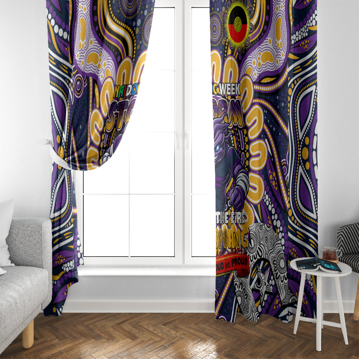NAIDOC Week 2024 Storm Window Curtain Mascot Rugby
