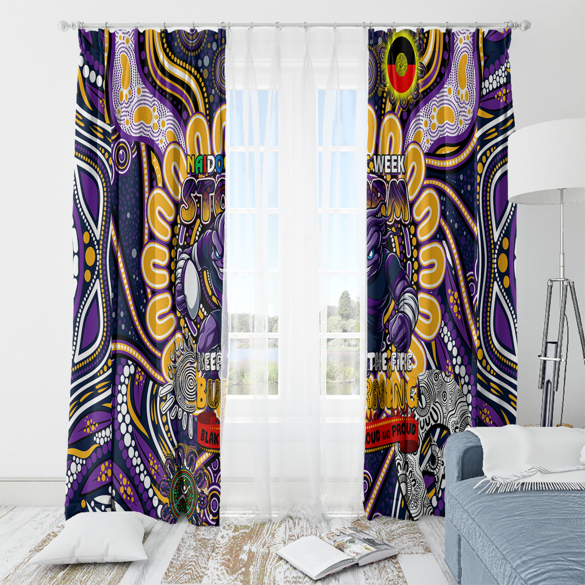 NAIDOC Week 2024 Storm Window Curtain Mascot Rugby