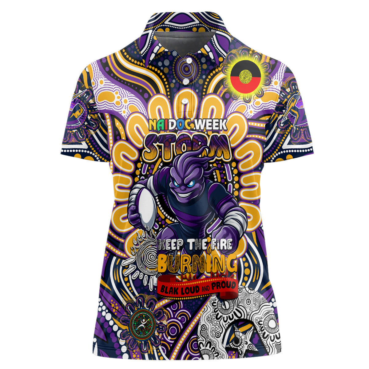 Custom NAIDOC Week 2024 Storm Women Polo Shirt Mascot Rugby
