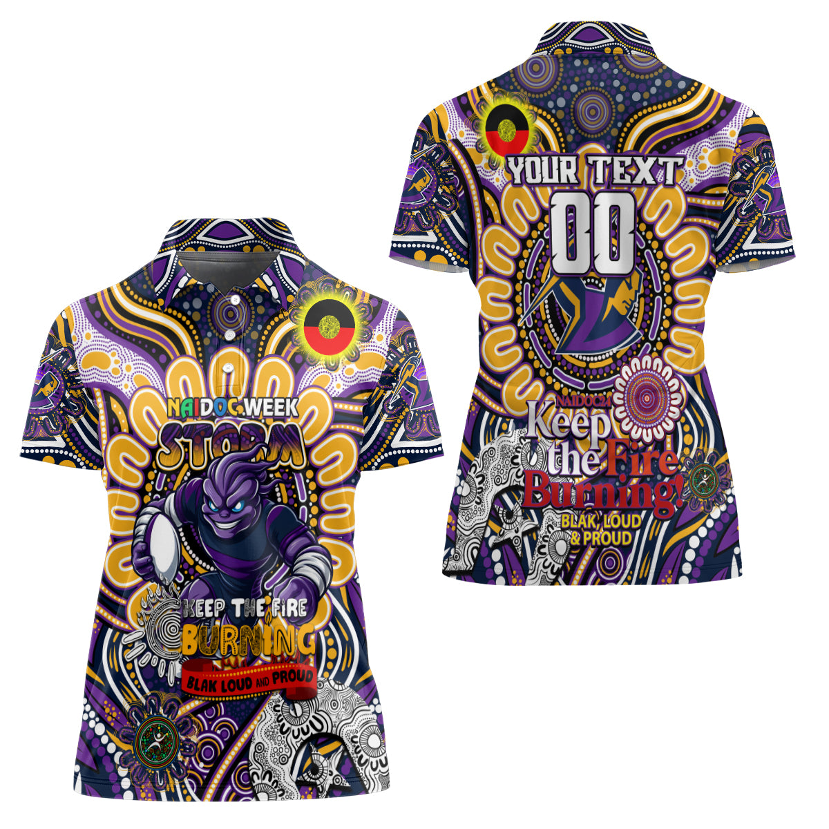 Custom NAIDOC Week 2024 Storm Women Polo Shirt Mascot Rugby
