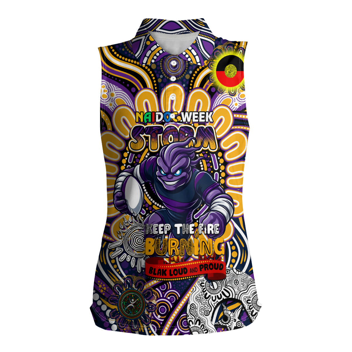 Custom NAIDOC Week 2024 Storm Women Sleeveless Polo Shirt Mascot Rugby