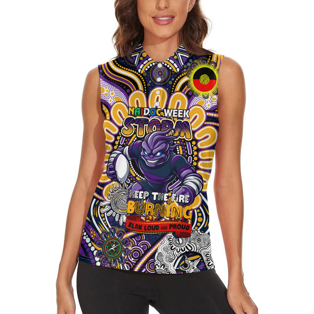 Custom NAIDOC Week 2024 Storm Women Sleeveless Polo Shirt Mascot Rugby