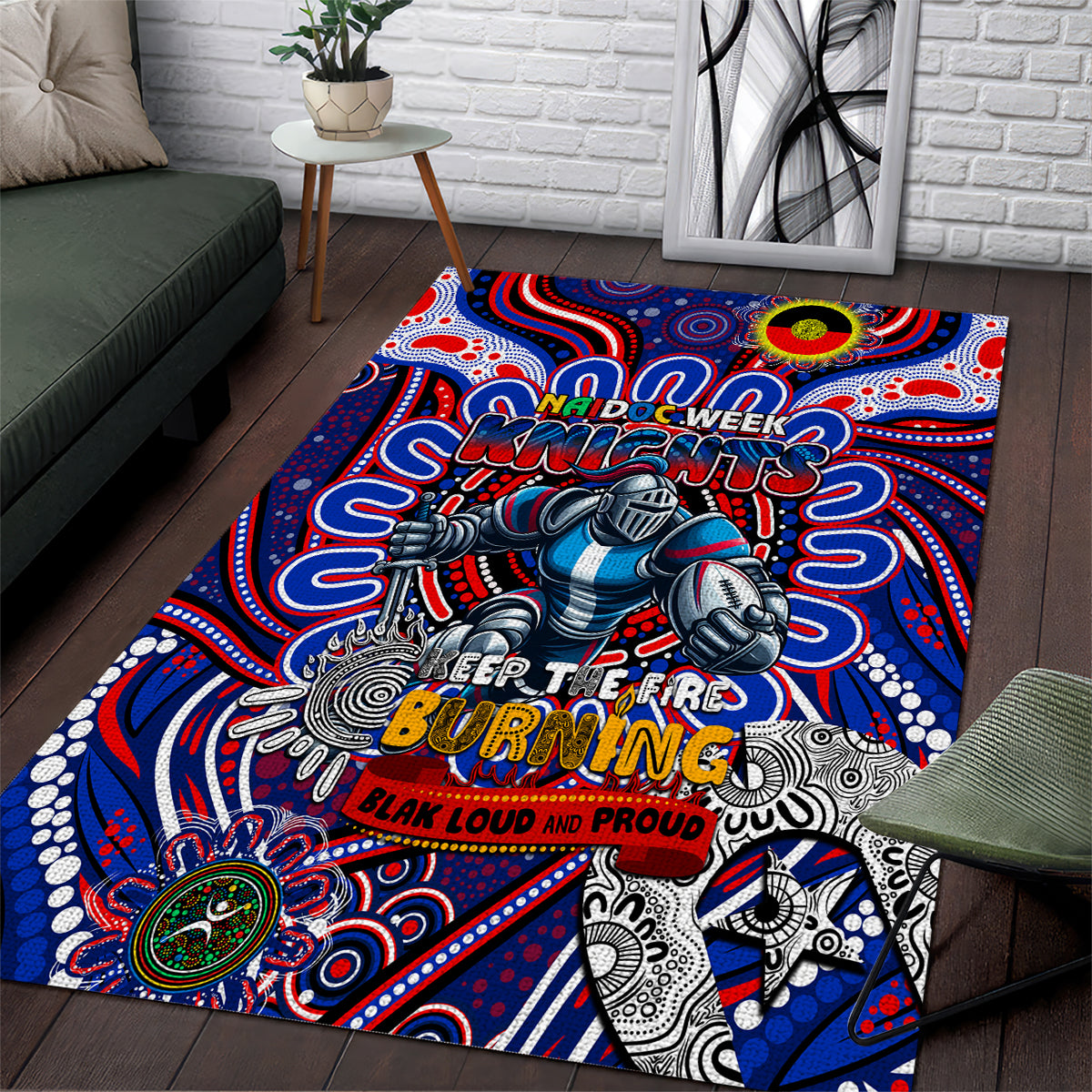 NAIDOC Week 2024 Knights Area Rug Mascot Rugby