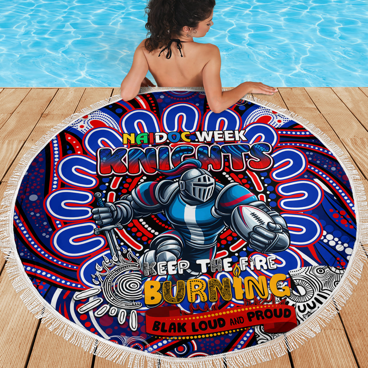 NAIDOC Week 2024 Knights Beach Blanket Mascot Rugby
