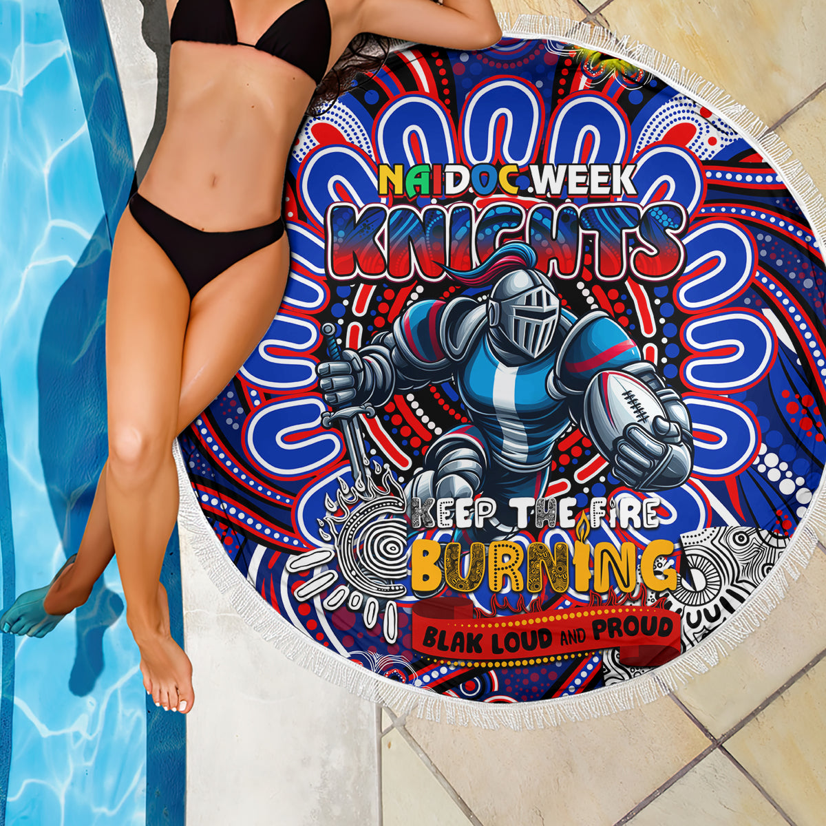 NAIDOC Week 2024 Knights Beach Blanket Mascot Rugby