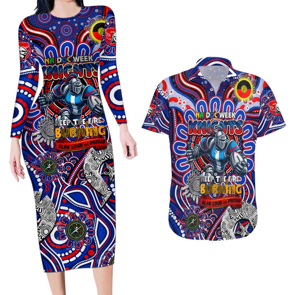 Custom NAIDOC Week 2024 Knights Couples Matching Long Sleeve Bodycon Dress and Hawaiian Shirt Mascot Rugby DT02