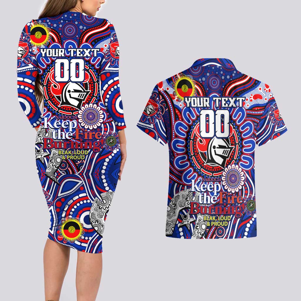 Custom NAIDOC Week 2024 Knights Couples Matching Long Sleeve Bodycon Dress and Hawaiian Shirt Mascot Rugby DT02