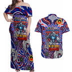 Custom NAIDOC Week 2024 Knights Couples Matching Off Shoulder Maxi Dress and Hawaiian Shirt Mascot Rugby DT02