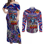 Custom NAIDOC Week 2024 Knights Couples Matching Off Shoulder Maxi Dress and Long Sleeve Button Shirt Mascot Rugby DT02