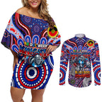 Custom NAIDOC Week 2024 Knights Couples Matching Off Shoulder Short Dress and Long Sleeve Button Shirt Mascot Rugby DT02
