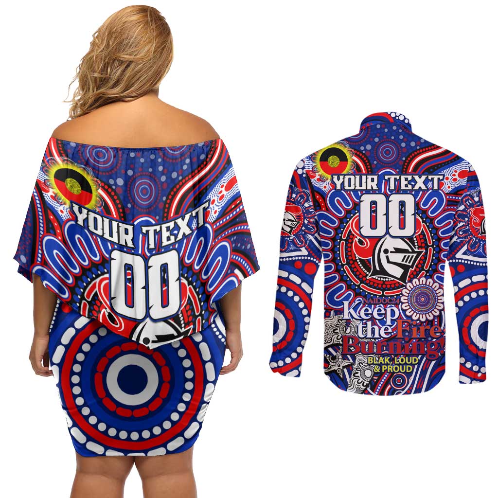 Custom NAIDOC Week 2024 Knights Couples Matching Off Shoulder Short Dress and Long Sleeve Button Shirt Mascot Rugby DT02
