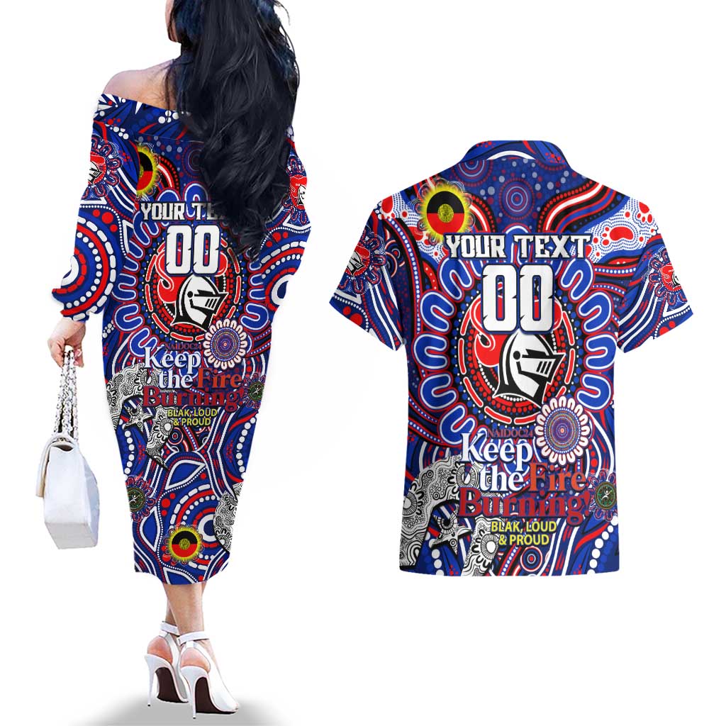 Custom NAIDOC Week 2024 Knights Couples Matching Off The Shoulder Long Sleeve Dress and Hawaiian Shirt Mascot Rugby DT02