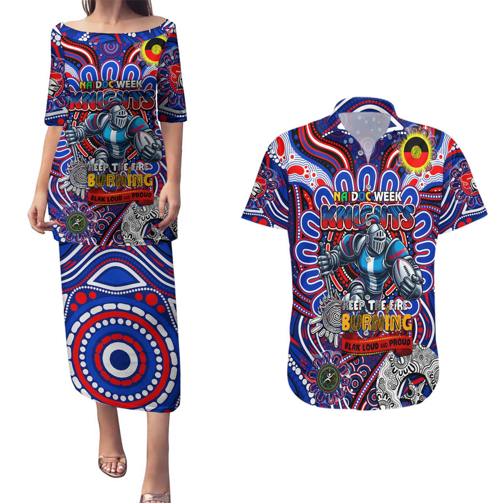 Custom NAIDOC Week 2024 Knights Couples Matching Puletasi and Hawaiian Shirt Mascot Rugby DT02