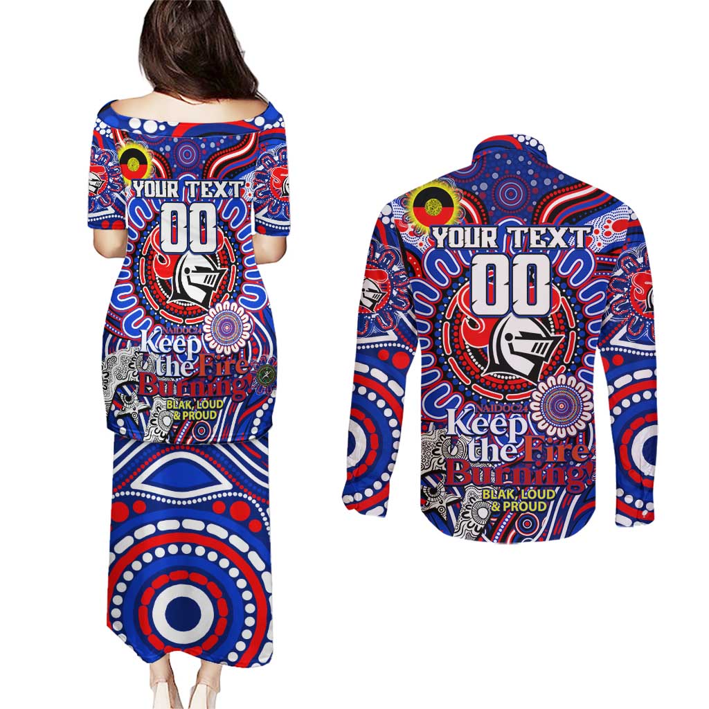 Custom NAIDOC Week 2024 Knights Couples Matching Puletasi and Long Sleeve Button Shirt Mascot Rugby DT02