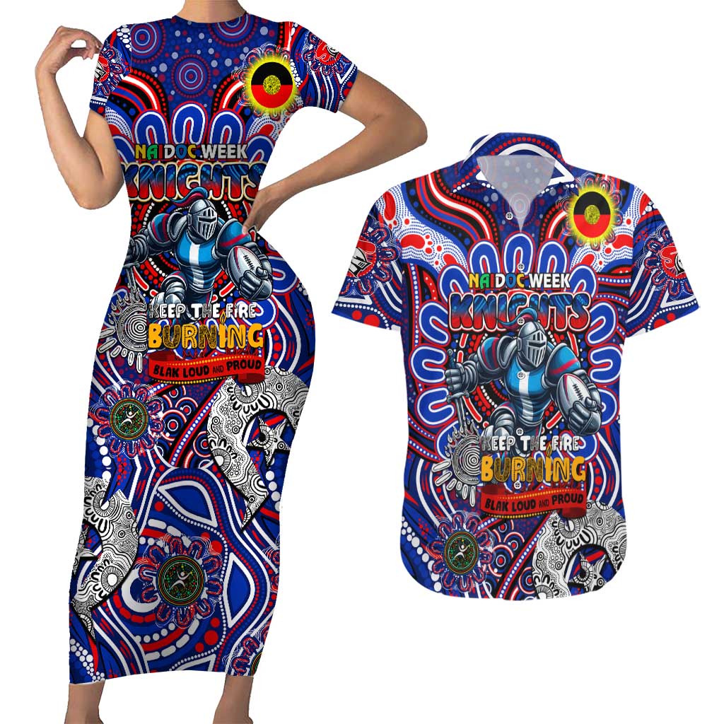 Custom NAIDOC Week 2024 Knights Couples Matching Short Sleeve Bodycon Dress and Hawaiian Shirt Mascot Rugby DT02