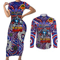 Custom NAIDOC Week 2024 Knights Couples Matching Short Sleeve Bodycon Dress and Long Sleeve Button Shirt Mascot Rugby DT02