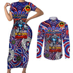 Custom NAIDOC Week 2024 Knights Couples Matching Short Sleeve Bodycon Dress and Long Sleeve Button Shirt Mascot Rugby DT02