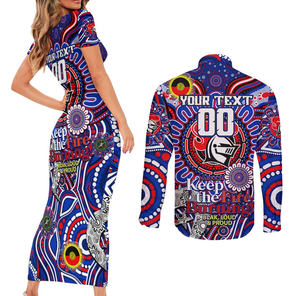Custom NAIDOC Week 2024 Knights Couples Matching Short Sleeve Bodycon Dress and Long Sleeve Button Shirt Mascot Rugby DT02