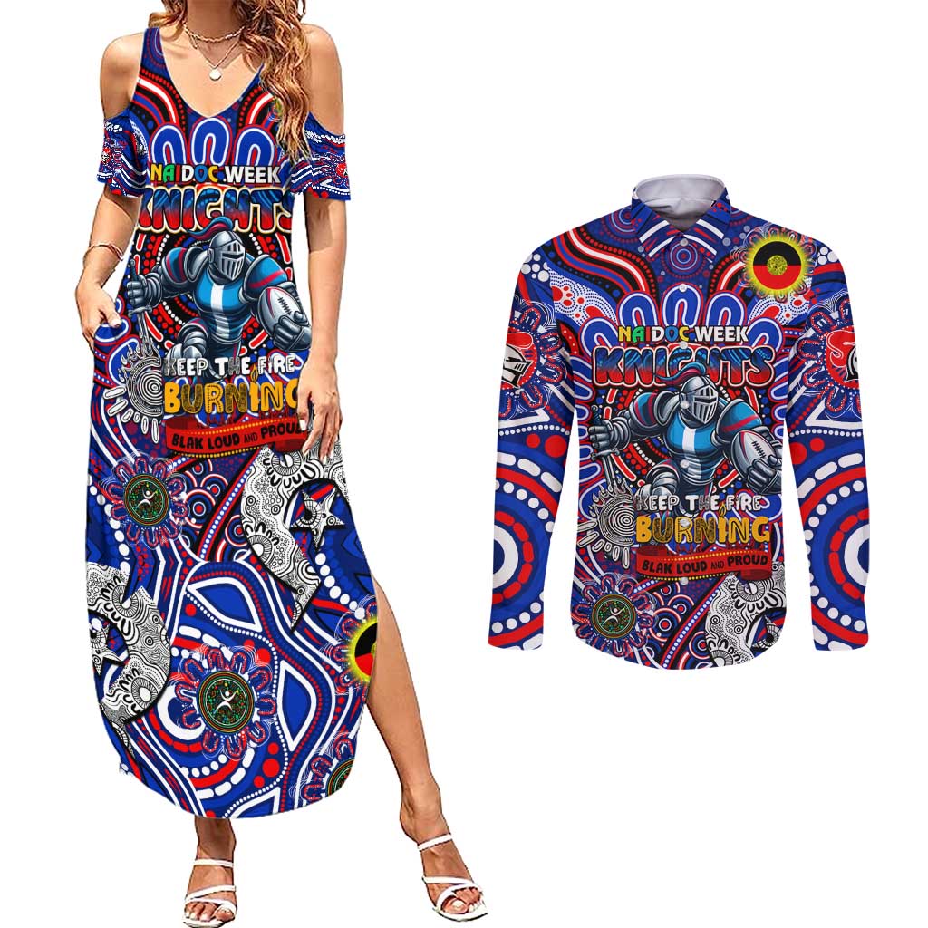 Custom NAIDOC Week 2024 Knights Couples Matching Summer Maxi Dress and Long Sleeve Button Shirt Mascot Rugby DT02