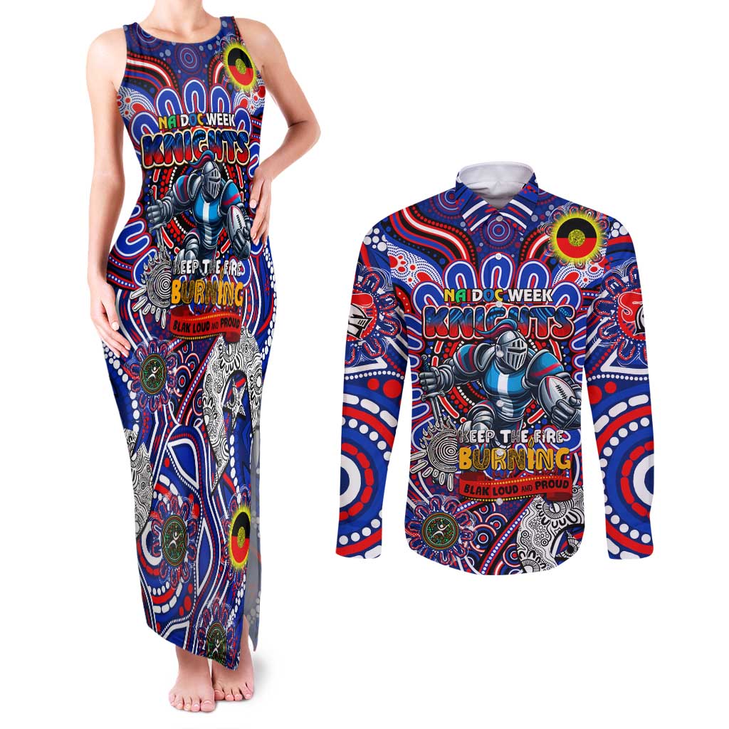Custom NAIDOC Week 2024 Knights Couples Matching Tank Maxi Dress and Long Sleeve Button Shirt Mascot Rugby DT02