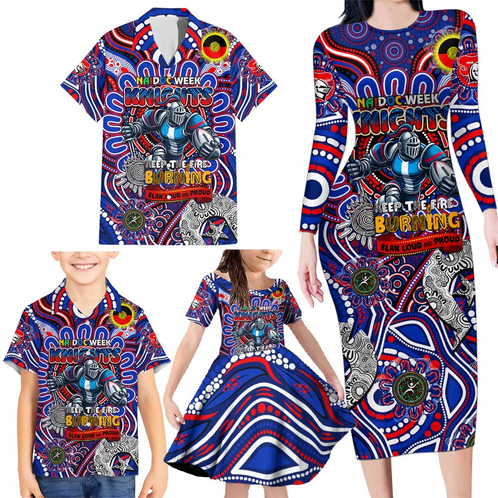 Custom NAIDOC Week 2024 Knights Family Matching Long Sleeve Bodycon Dress and Hawaiian Shirt Mascot Rugby DT02