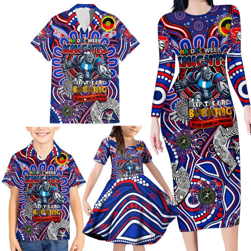 Custom NAIDOC Week 2024 Knights Family Matching Long Sleeve Bodycon Dress and Hawaiian Shirt Mascot Rugby DT02
