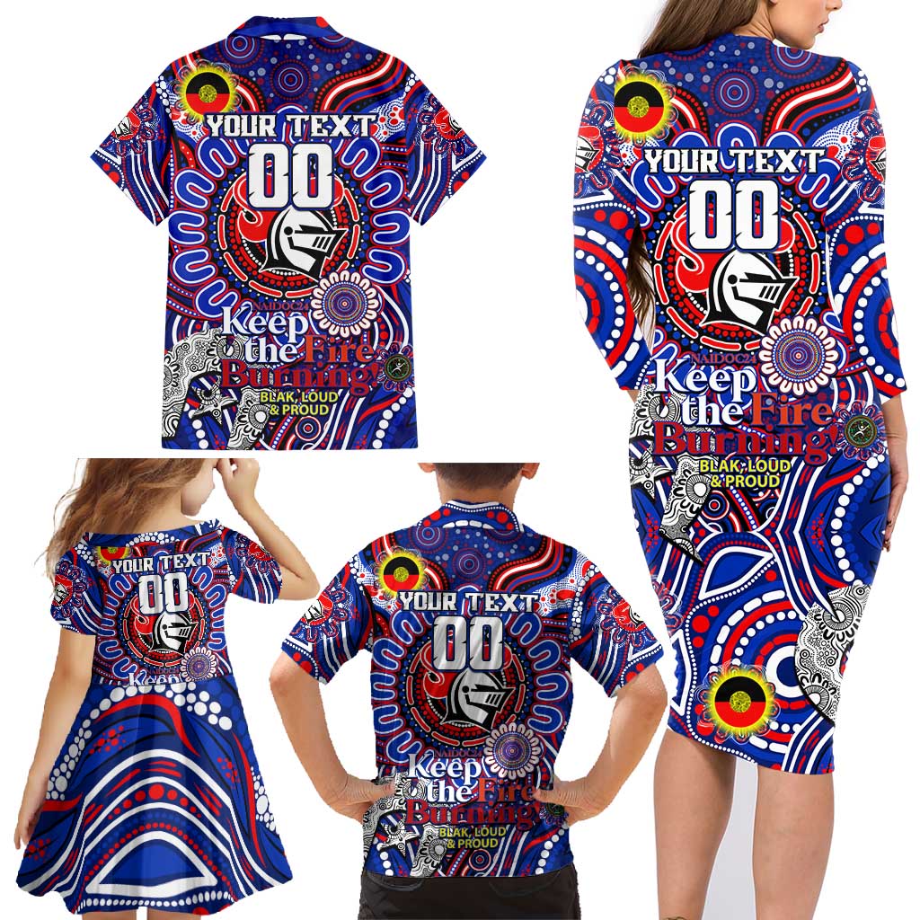 Custom NAIDOC Week 2024 Knights Family Matching Long Sleeve Bodycon Dress and Hawaiian Shirt Mascot Rugby DT02