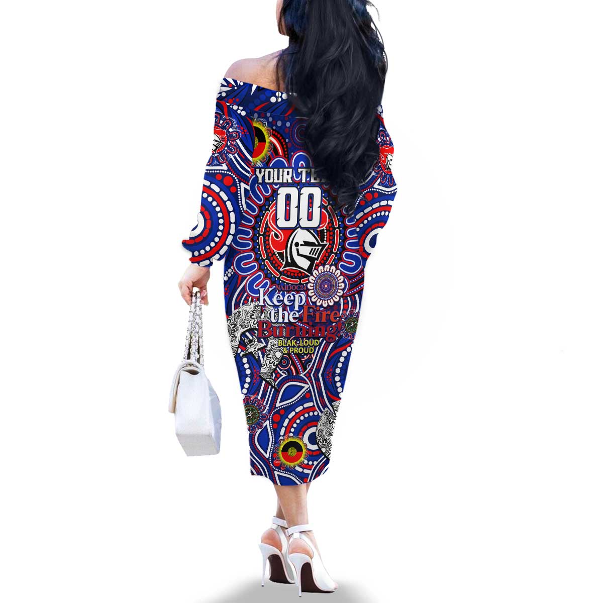 Custom NAIDOC Week 2024 Knights Family Matching Off The Shoulder Long Sleeve Dress and Hawaiian Shirt Mascot Rugby DT02