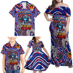 Custom NAIDOC Week 2024 Knights Family Matching Off Shoulder Maxi Dress and Hawaiian Shirt Mascot Rugby DT02