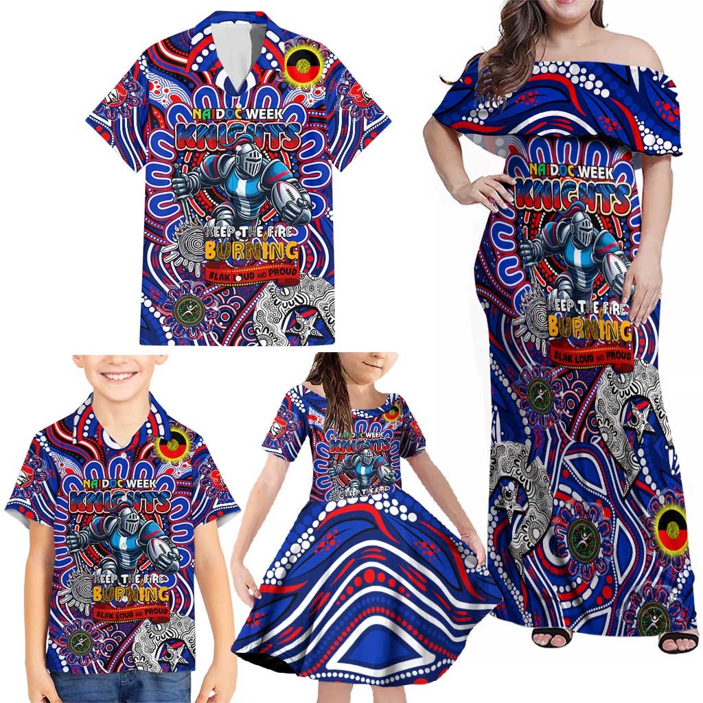 Custom NAIDOC Week 2024 Knights Family Matching Off Shoulder Maxi Dress and Hawaiian Shirt Mascot Rugby DT02