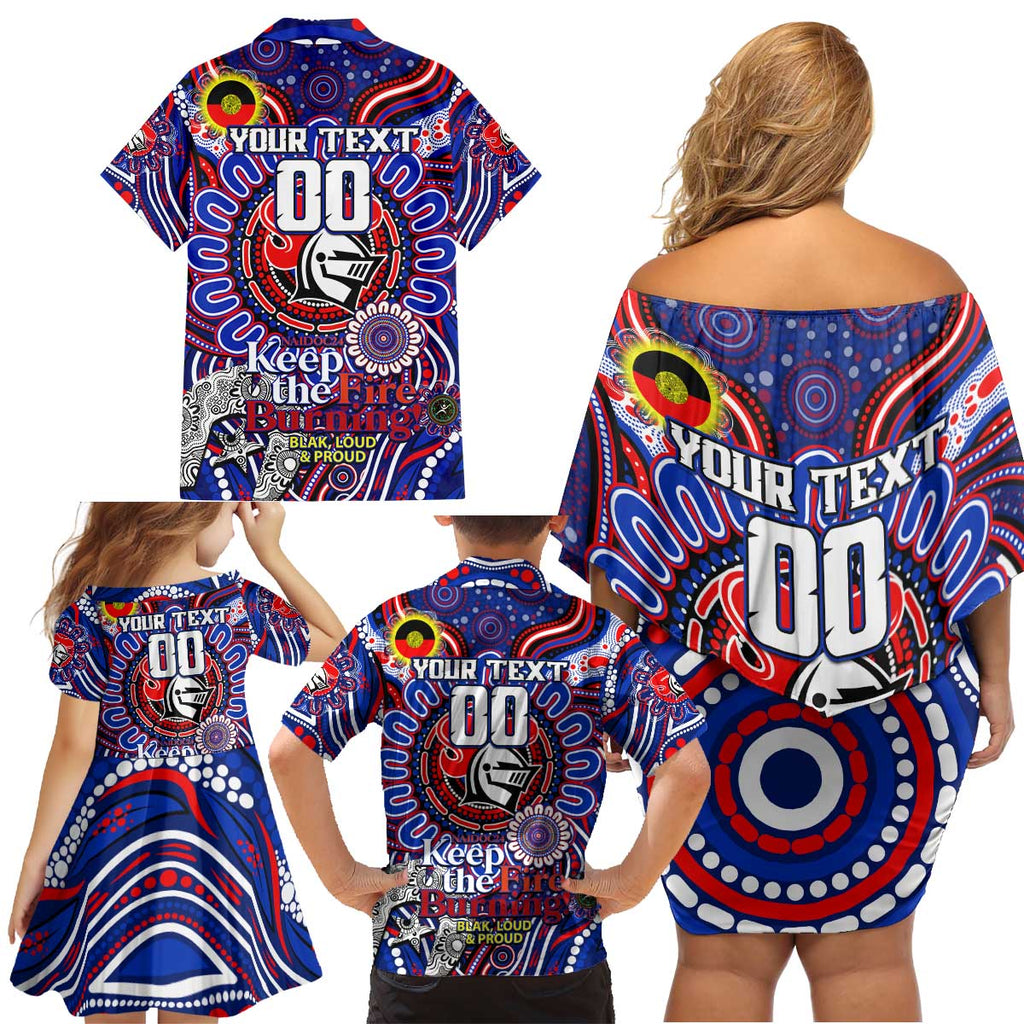 Custom NAIDOC Week 2024 Knights Family Matching Off Shoulder Short Dress and Hawaiian Shirt Mascot Rugby DT02